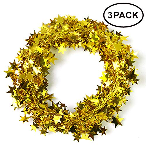 Neo LOONS 25 Ft Star Garland Tinsel Star Brace Wire Garland for Christmas Tree Decor Ornaments Party Accessory Decorations, 3