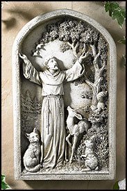AutoM 13" Outdoor Garden Figures Saint St. Francis Plaque Statue Milagros Avalon Gallery Collection