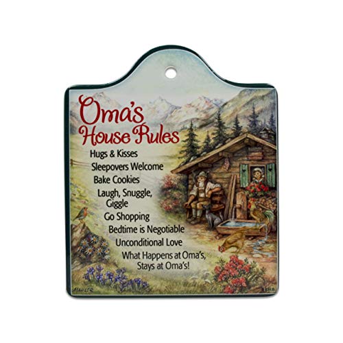 Essence of Europe Gifts E.H.G Oma's House Rules Ceramic Cheeseboard Trivet