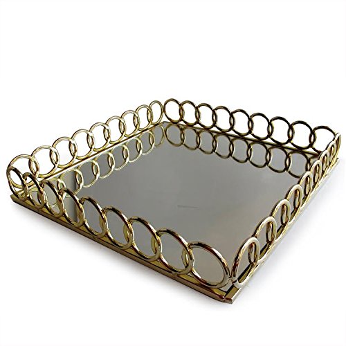 American Atelier 1332767 Looped Square Mirror Tray, Gold