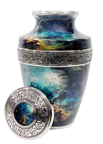 Artizans Cremation urns Supernova-100% Brass,Silver,Cremation Urns for Adult Ashes,(Silver)
