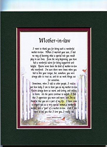 Genie's Poems Mother in Law Poem Print Xmas Christmas Birthday Gift Present