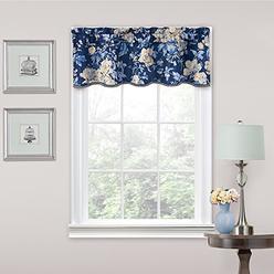 WAVERLY Forever Yours Rod Pocket Curtains for Kitchen and Living Room, 52" x 16", Indigo