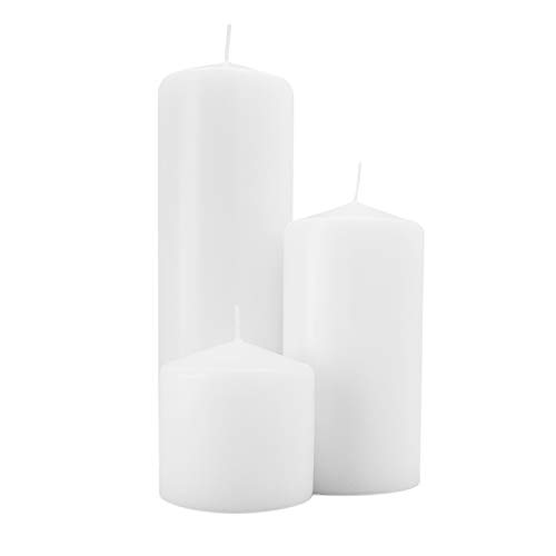 Royal Imports 1 Set of 3 Pillar Candles (3 Candles) for Wedding, Birthday, Holiday & Home Decoration, 3x3, 3x6, 3x9, White Wax