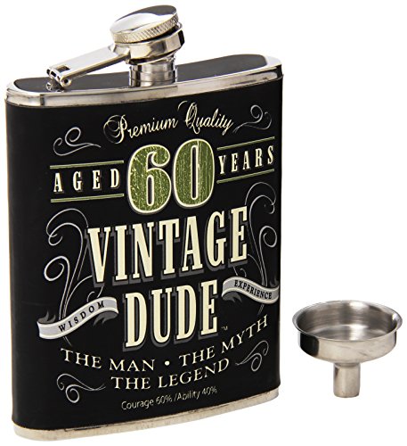 Laid Back CF11020 60Th Bd Vintage Dude Flask, 7 oz, Multicolor