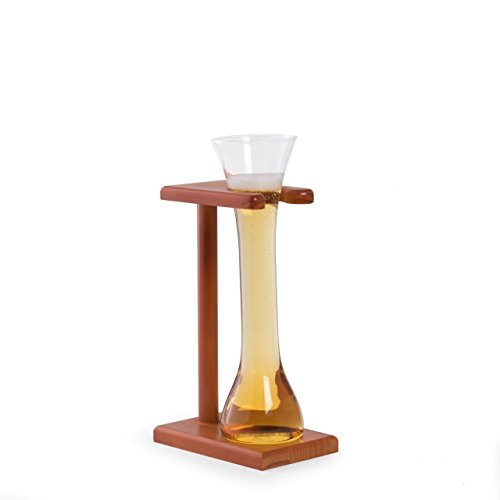 Bey Berk Quarter Yard of Ale Glass with Wooden Stand, 12 oz