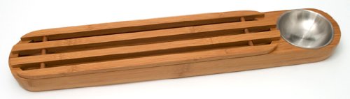 Lipper International Bamboo Wood Bread Serving Board with Dipping Cup, 22.75" x 4" x 2"