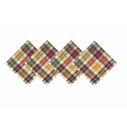 Lintex Country Spice Harvest Plaid Fall and Thanksgiving 100% Cotton Fabric Napkins Tablecloth - Autumn Rustic Plaid Kitchen,