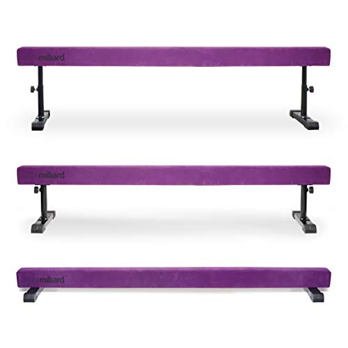 Milliard Adjustable Balance Beam, High and Low (8 Feet) Floor Beam Suede Gymnastics Competition Style Training with Legs
