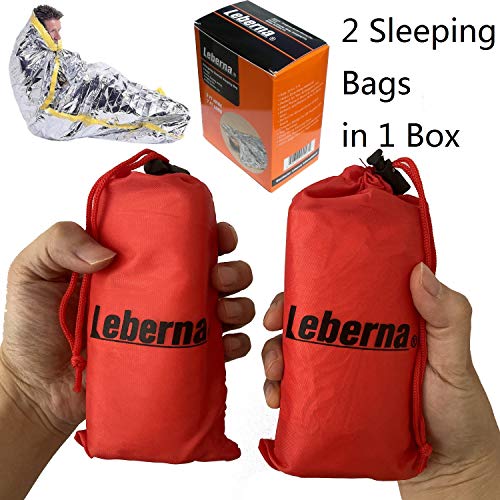 Leberna Thermal Emergency Sleeping Bag Mylar Survival Gear Foil Bivy Sack Shelter Supply | 3 x 7 FT 36"x84" Double Sided, All