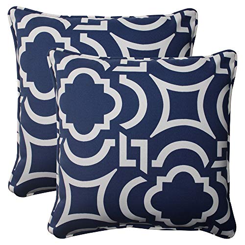 Pillow Perfect Outdoor/Indoor Carmody Navy Throw Pillows, 16.5" x 16.5", Blue, 2 Pack