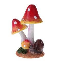 Joysiya Resin Mushroom with Animal Ornament Fairy Garden Mushroom Garden Pots Decoration Pottery Ornament for DIY Dollhouse Potting