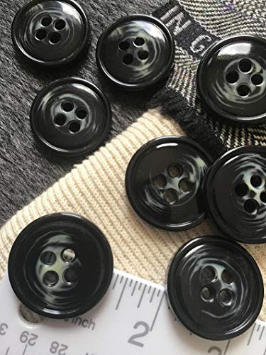 lagoet Black Grey Swirl Italian Buttons Vintage 4 Hole Coat Buttons 1-1/4" (32mm) 50L Jacket and Coating Buttons/Decorative Sewing
