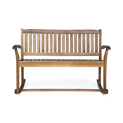 Christopher Knight Home Baxter Rocking Loveseat | Acacia Wood | Natural Finish, Stain