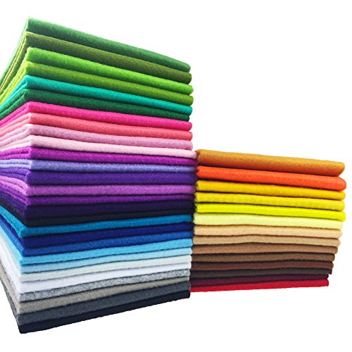 flic-flac 42pcs1.4mm Thick Soft Felt Fabric Sheet Assorted Color Felt Pack DIY Craft Sewing Squares Nonwoven Patchwork (25cm
