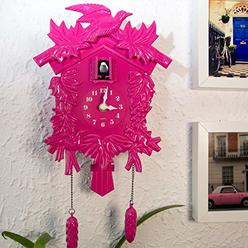 Walplus Chiming Classic Cuckoo Wall Clock Hanging Bird Clock Home Decor Christmas Clock Gifts (Pink)