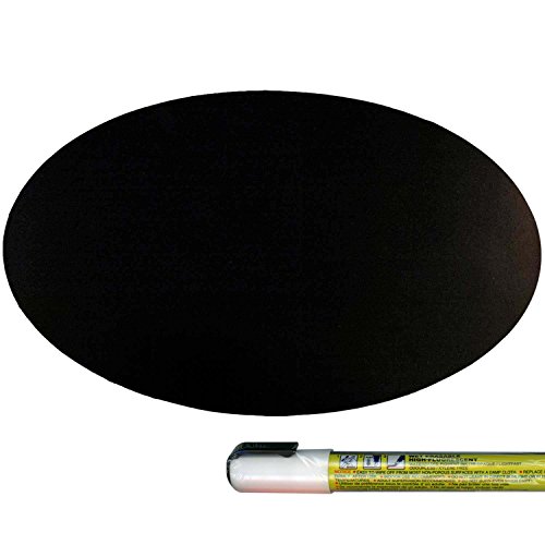 Cohas Magnetic Backed Board Includes Liquid Chalk Marker, 6 by 9 Inch Oval, Blackboard with White Marker