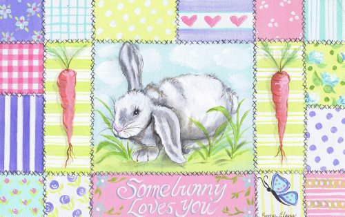 The Kids Room by Stupell Somebunny Loves You with Carrots and Patchwork Border