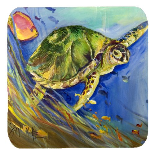 Caroline's Treasures JMK1262FC Loggerhead Sea Turtle Foam Coaster (Set of 4), 3.5" H x 3.5" W, Multicolor