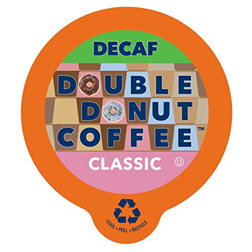 Double Donut Coffee Double Donut Medium Roast Decaf Coffee Pods, Classic, for Keurig K-Cup Machines, 24 Single-Serve Capsules per Box