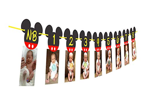 OrangeDolly mickey mouse 12 month photo banner | mickey mouse one banner | Mickey Mouse Birthday Banner| Mickey mouse party supplies|