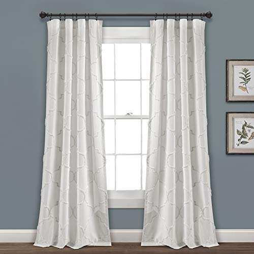 Lush Decor White Avon Chenille Trellis Window Curtain Panel Pair (84" x 40")