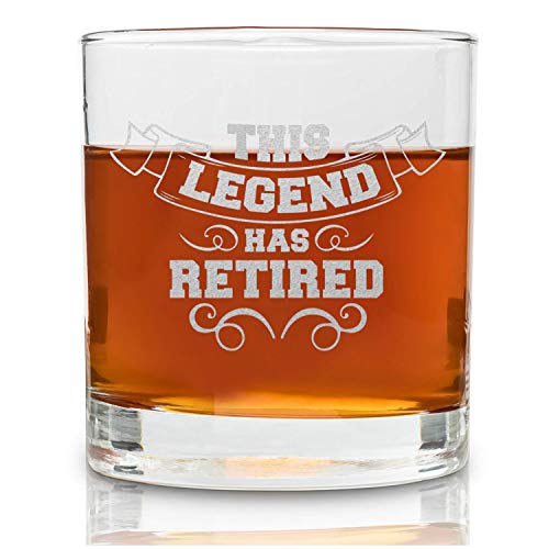 On The Rox Retirement Gifts For Men - Permanently Engraved 11 oz Glass - â€œThis Legend Has Retiredâ€ Funny Retirement Gag Gift Idea-