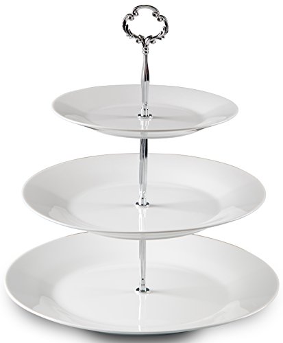 Klikel 3 Tiered Serving Stand -silver Serving Tray For Parties - Round Platter For Cupcakes Fruits Dessert or Tea - Cake Pop