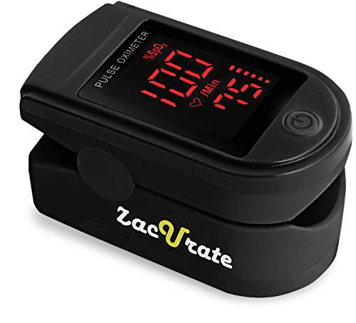 Zacurate Pro Series 500DL Fingertip Pulse Oximeter Blood Oxygen Saturation Monitor with Silicon Cover, Batteries and Lanyard
