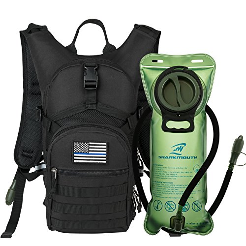 SHARKMOUTH Tactical MOLLE Hydration Pack Backpack 900D with 2L Leak-Proof Water Bladder, Keep Liquids Cool for Up to 4 Hours,