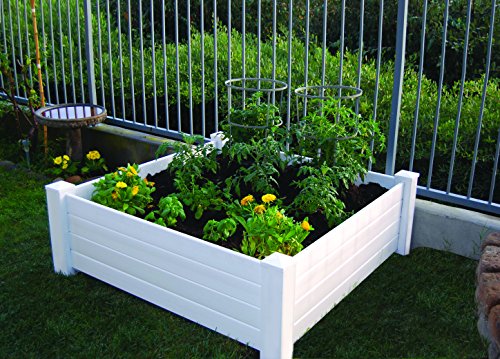 NuVue Products Raised 48 by 48 by 15-Inch Garden Box Kit, Extra Tall, White