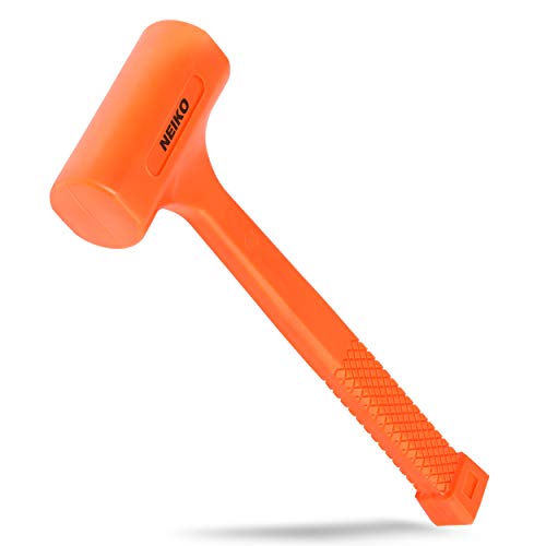 Neiko 02847A 2 LB Dead Blow Hammer, Neon Orange I Unibody Molded | Checkered Grip | Spark and Rebound Resistant