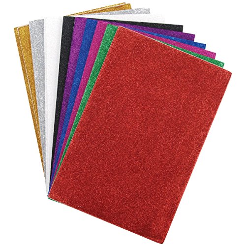 Darice 106-1009 12-Pack Foamies Sticky-Back Glitter Sheet, 6 by 9-Inch, Assorted Colors