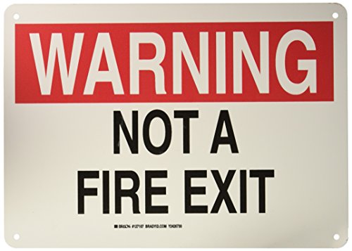 Brady 127107 Exit and Directional Sign, Legend"Not A Fire Exit", 10" Height, 14" Width, Black and Red on White