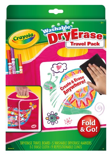 Crayola Washable Dry-Erase Travel Pack, Fold & Go Travel Set Art Gift for  Kids & Toddlers 3 & Up, Portable All-In-One Dry