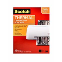 Scotch Brand Scotch Thermal Laminating Pouches, 200-Pack, 8.9 x 11.4 inches, Letter Size Sheets, Clear, 3-Mil (TP3854-200)