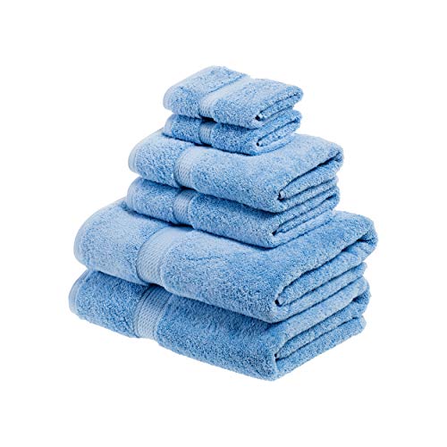 SUPERIOR Egyptian Cotton Solid Towel Set, 6PC, Light Blue