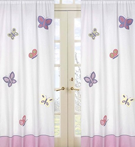 Sweet Jojo Designs Pink and Purple Butterfly Window Treatment Panel - Set of 2