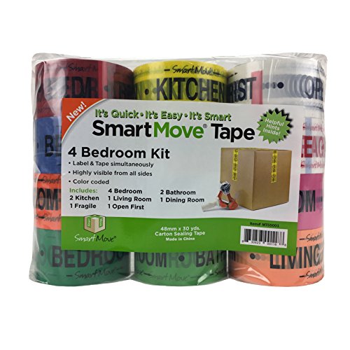 UBOXES 4 Bedroom Labeling Tape Living Room Packing Tape Bathroom Moving Supplies