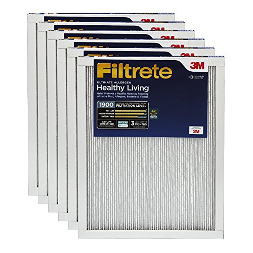 3M Filtrete Healthy Living Ultimate Allergen Reduction Filter, MPR 1900, 24 x 24 x 1-Inches, 6-Pack
