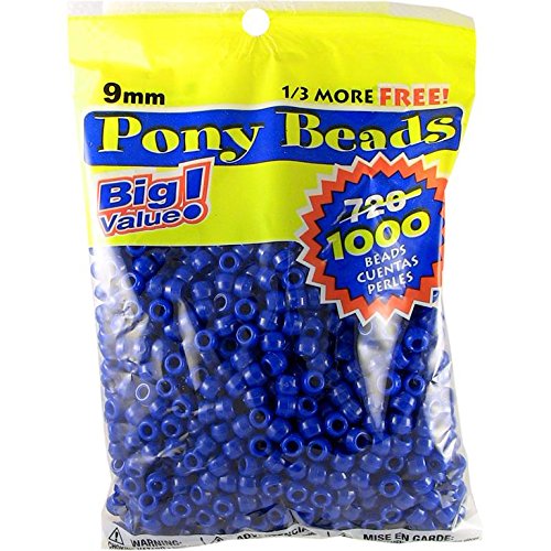 Darice Blue Opaque Pony Craft Projects for All Ages Jewelry, Ornaments, Key Chains, Hair Round Plastic Center Hole, 9mm