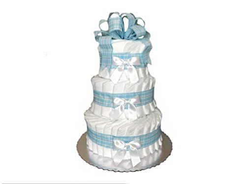Rubber Ducky Classic Pastel Baby Shower Diaper Cake (3 Tier, Blue)