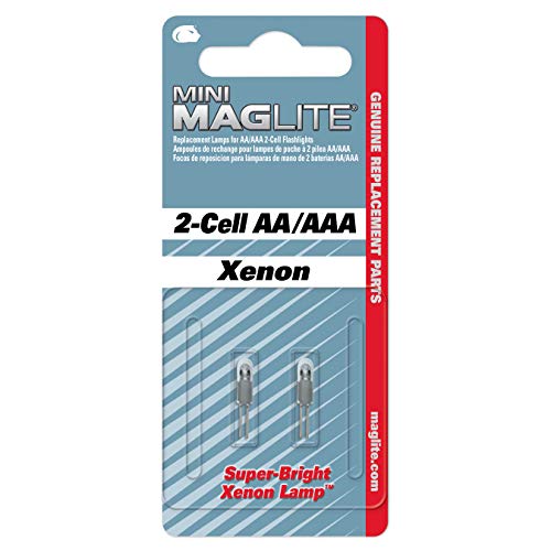 Mag Lite Maglite Replacement Lamps for 2-Cell AA Mini Flashlight, 2-Pack