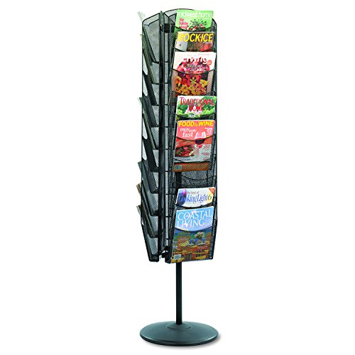 Safco Products Onyx Mesh Rotating Magazine Stand, 5577BL, Black Powder Coat Finish, Durable Steel Mesh Construction, Rotates