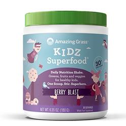 Amazing Grass Kidz Superfood: Organic Greens, Fruits, Veggies & Probiotics for Healthy Kids, Berry Blast, 30 Servings