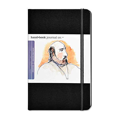Speedball Handbook Journal Co. Artist Canvas Cover Travel Notebook for Drawing and Sketching, Ivory Black, Large Portrait 8.25 x 5.5 Inche