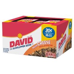 DAVID Seeds DAVID Roasted and Salted Nacho Sunflower Seeds, 0.8 oz, 36 Bags (Pack of 9)
