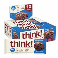 think! (thinkThin) High Protein Bars - Brownie Crunch, 20g Protein, 0g Sugar, No Artificial Sweeteners, Gluten Free, GMO