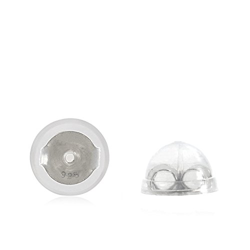 UNIVERSAL EZ BACK Universal EZback Earring Backs Soft Clear Silicone and Sterling Silver Small 1 Pair