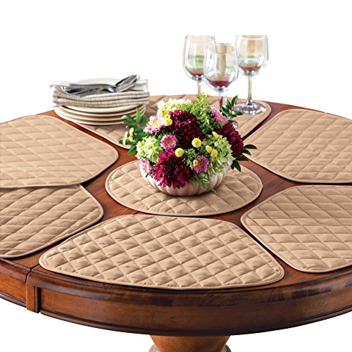 Collections Etc SATCO collections etc kitchen table placemat and centerpiece set - 7 pc, beige